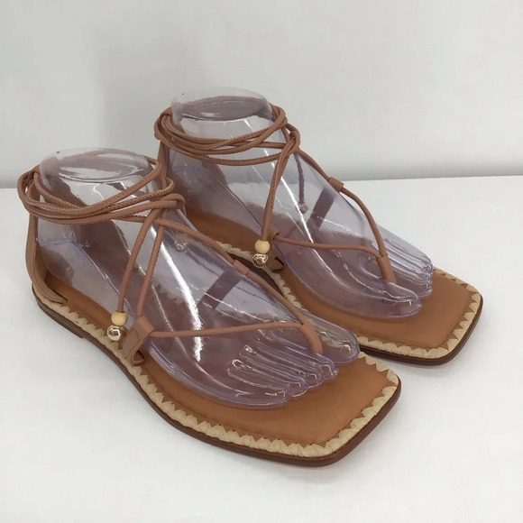 Antonio Melani The Nat Note Alhambra Leather Boho Ankle Wrap Sandal NWOT Size 8 - Picture 2 of 10